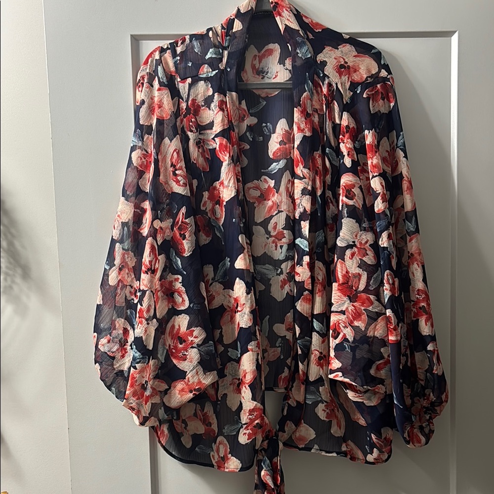 Colleen Lopez Floral Blouse - Navy and Red